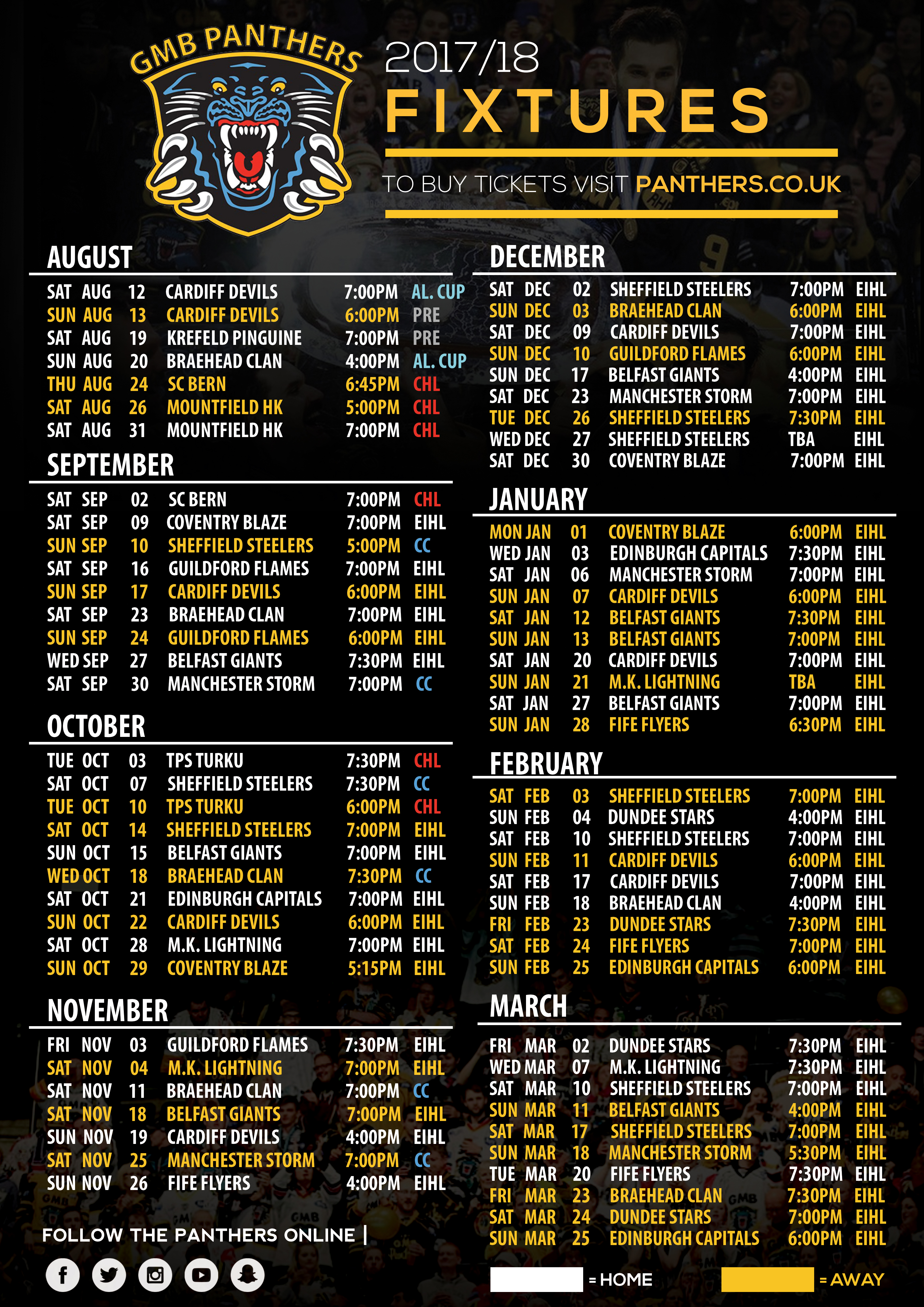Fixtures released for 2017-18 - Nottingham Panthers
