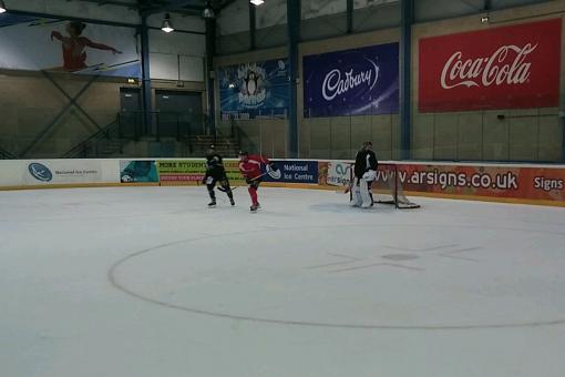 Near full turn out on the ice at practice today