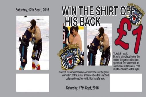 NEW SHIRT OFF HIS BACK RAFFLE THIS SEASON AT PANTHERS HOME GAMES