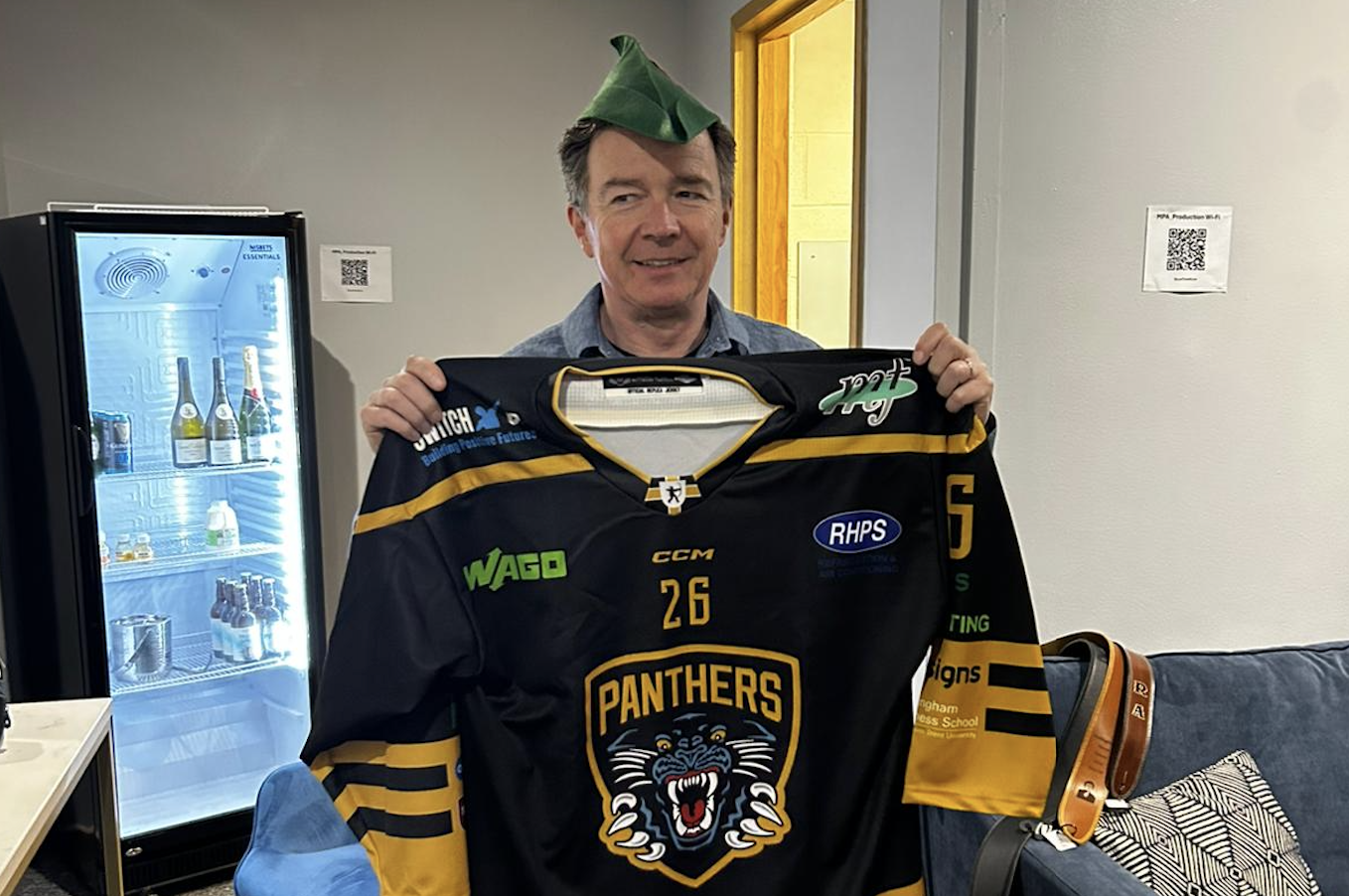 RICK ASTLEY PRESENTED WITH PANTHERS JERSEY Top Image