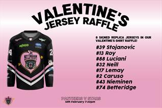 EIGHT SIGNED JERSEYS IN VALENTINE SHIRT RAFFLE