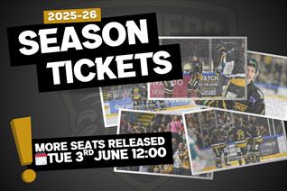 REMAINING SEASON TICKETS ON SALE TOMORROW (TUESDAY)