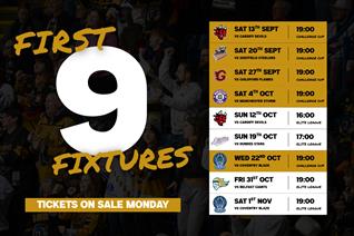 TICKETS ON SALE ON MONDAY FOR FIRST NINE HOME GAMES